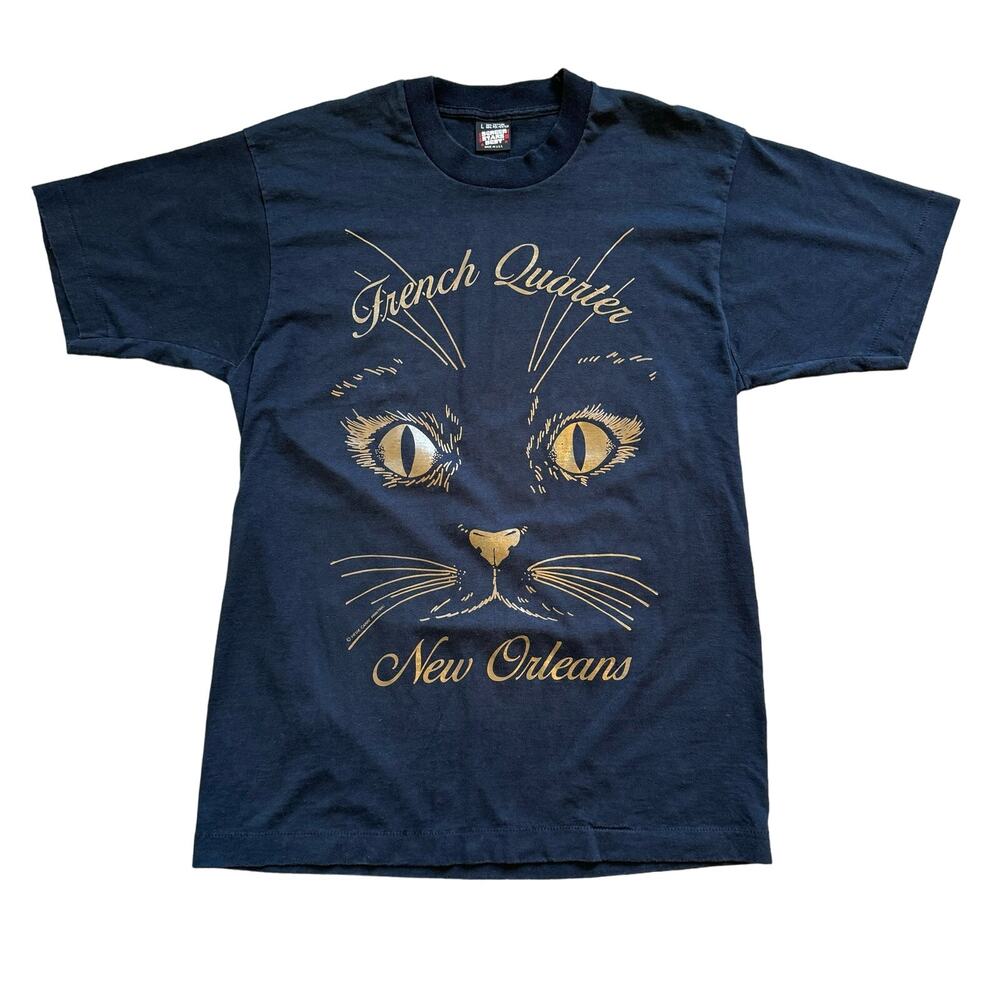 Vintage T-Shirt Cat New Orleans Witchy Graphic Women’s L Screen Star USA Gothic
